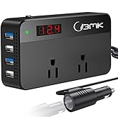 BMK 200W Car Power Inverter, Upgraded DC 12V to 110V AC Car Inverter 4 USB Ports Charger Adapter ...