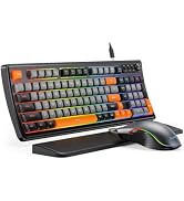 SABLUTE Gaming Keyboard and Mouse, Quiet Membrane Keyboard with RGB Backlit Mechanical Feel, PC G...