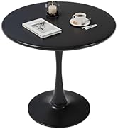 Black Small Tulip Table, 24 Inch Round Dining Table for 2 Person with Pedestal Base for Kitchen, ...