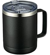 MEWAY 12oz Coffee Mug With Handle and Sliding Lid,Stainless Steel Travel Tumbler Cup with Handle,...