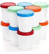 Peohud 12 Pack Mini Ice Cream Containers, 6oz Freezer Storage Tub with Silicone Lids, Reusable St...