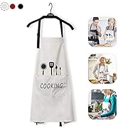 Adjustable Kitchen Aprons foWomen Men with Pockets, Personalized Cute Apron, Cooking Waterproof C...