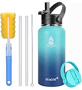 SYACOT 32 oz 40 oz 64 oz Stainless Steel Water Bottle, Insulated Double Wall Vacuum Leak Proof Wa...