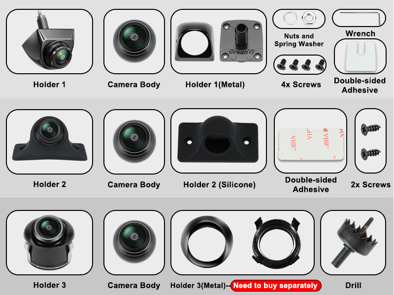 Holders for GreenYi DTAH 1080P Camera
