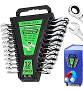 12-Piece Ratchet Wrench Set, Metric 6-18mm Ratchet Combination Wrenches Set, 12-Point 72-Tooth Ra...