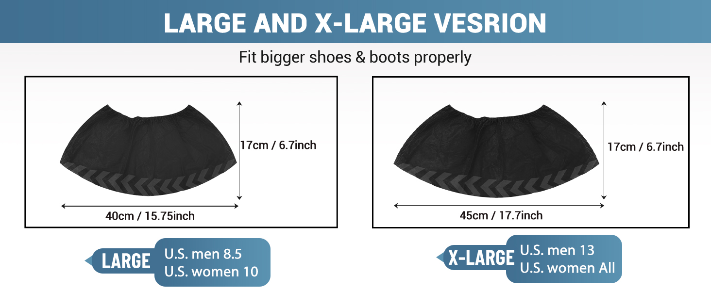 black shoe covers size guide
