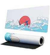 XVX Japanese Sea Wave Large Mouse Pad for Desk, Desk Mat with Seamed Edges, Waterproof Desk Pad, ...