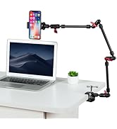 GOINWAVE Adjustable Articulating Magic Arm with Clamp and Phone Holder Clip for Desk Mount, Desk ...