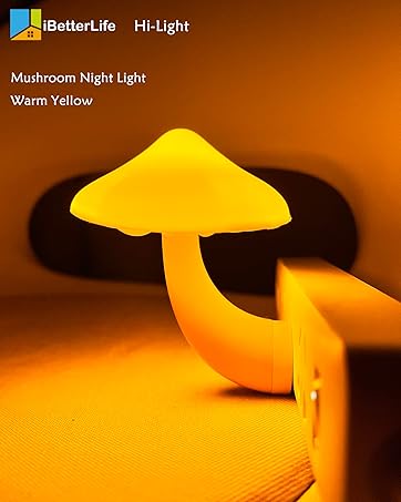 Sensor LED Mushroom Night Light - iBetterLife Plug-in Wall Dream Bed Room Nightlight for Kids