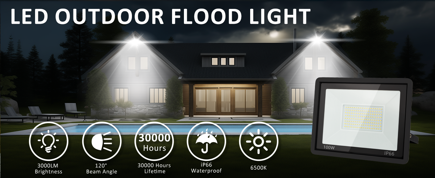 Flood light Outdoor,Super Bright Floodlight Outside Work Light,LED Flood Light Outdoor