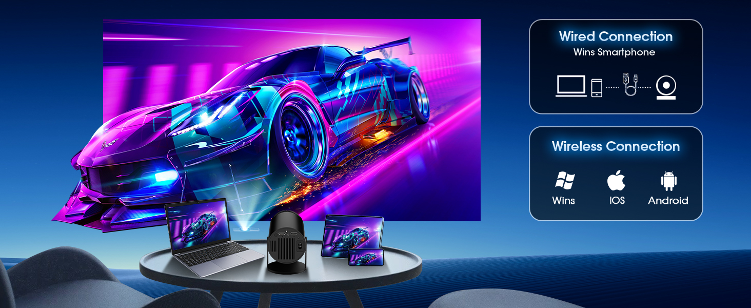 a laptop with a blue screen and a blue screen with a car on it.