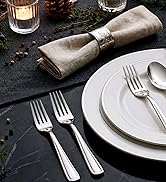 WDF 300 Pieces Silver Plastic Silverware - Plastic Silverware Heavy Duty - 100 Forks 100 Knives 1...