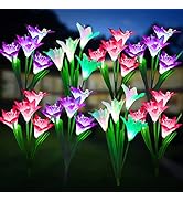 KOOPER Outdoor Solar Lights, 8 Pack Solar Garden Light with Bigger Lily Flowers, Waterproof 7 Col...