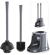 LOVLOY Toilet Plunger and Brush, Silicone Bowl Brush and Heavy Duty Toilet Plunger Set with Venti...