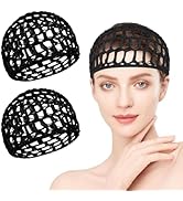 hongliang 2 PCS Hair Nets for Sleeping,Crochet Mesh Wrap Caps for Silk Press, Curly Hair &amp; Wig Pr...