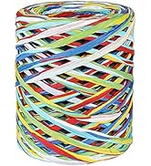 G2PLUS Colored 262 Feet Raffia Paper Ribbon, 6 Colored Packing Paper String, Red Green Blue Raffi...