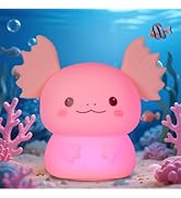 Axolotl Night Light for Kids, Rechargeable LED Silicone Lamp with 7 Colors Changing, Adjustable B...