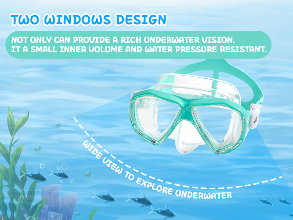 Kids Swim Goggles Snorkel Diving Mask Anti-Fog swim mask goggles with noes cover for kids(5-15)