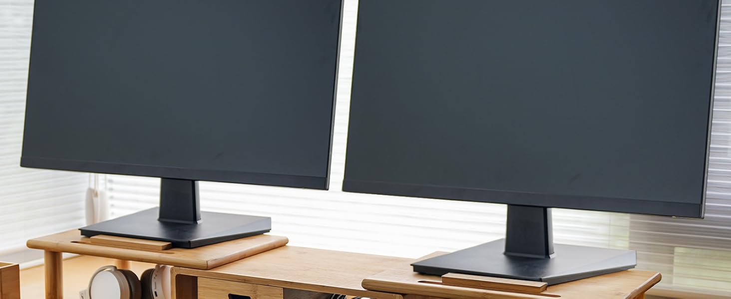 ROCDEER Adjustable Monitor Stand Riser in Bamboo