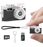 Mini Keychain Camera, 1080P Video Recorder, 0.96'' Display 12MP Retro Compact Tiny with 16GB SD C...