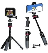 KINGJOY Mini Tripod for Camera, Portable Vlog Travel Selfie Stick Compatible with DJI OSMO Pocket...