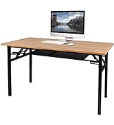 Need Folding Computer Desk with Storage Shelf, 47 inches Home Office Desk Folding Table Computer ...