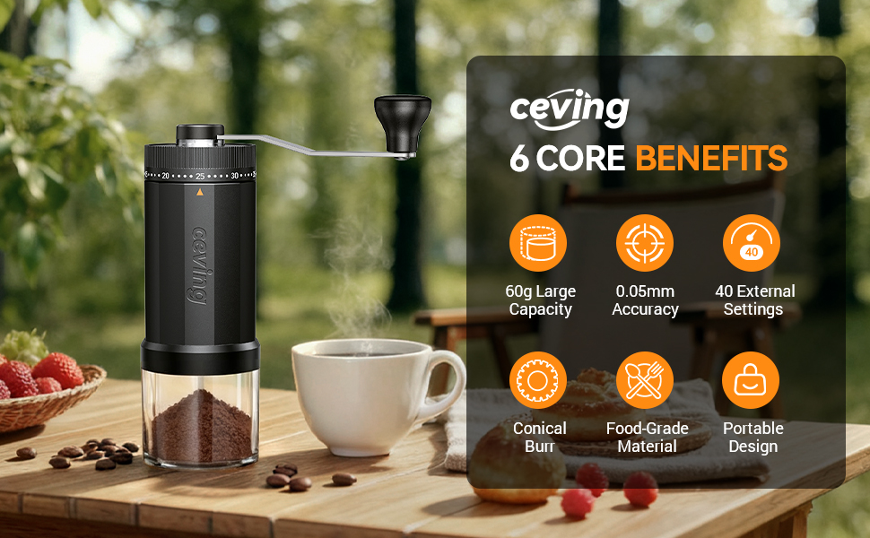 coffee grinder portable manual travel camping ceramic burr beans powder adjustable mini mill conical