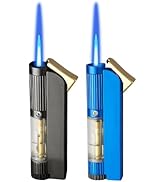 Torch Lighter, 2 Pack Jet Flame Butane Lighter, Adjustable Flame Windproof Lighter with Visible F...