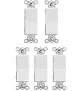 [5 Pack] HANIVERSE Single Pole Decorator Light Switch, 15A 120/277V, Paddle Rocker, On/Off Wall S...