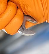 PROMEDIX P Heavy Duty Nitrile Disposable Gloves,8-mil Orange,Raised Diamond Texture Work Gloves,I...