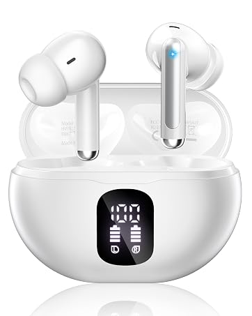 S66 white wireless earbuds