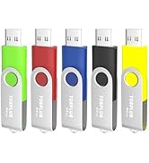 TOSPLUS 5Pack 64GB USB 2.0 Flash Drive Thumb Drives Memory Stick Jump Drive Zip Drive (Black/Gree...