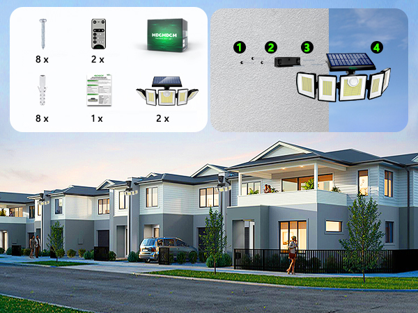 MDCMDCM Solar Flood Lights Outdoor Waterproof Motion Sensor – Solar Security Lights with Remote