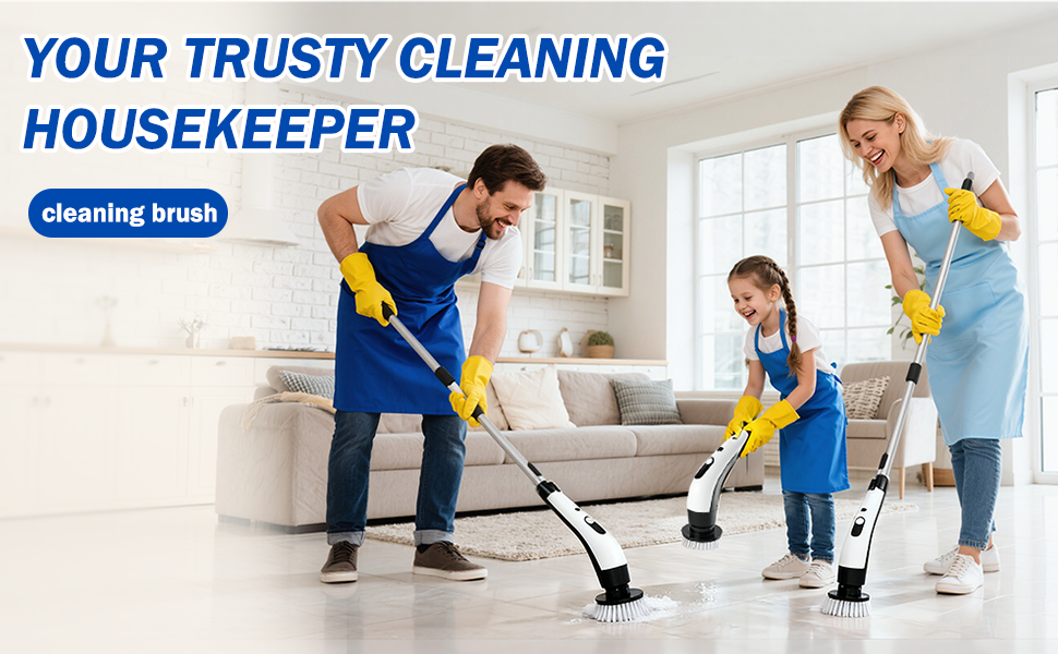 Electric Spin Scrubber, Cordless Cleaning Brush, Shower Scrubber with 8 Replaceable Brush Head