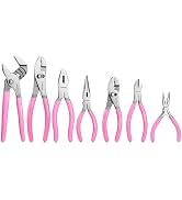 WORKPRO 7-piece Pliers Set, Pliers Tool Set with Comfort Grip - Pink Ribbon | Groove Joint Plier,...