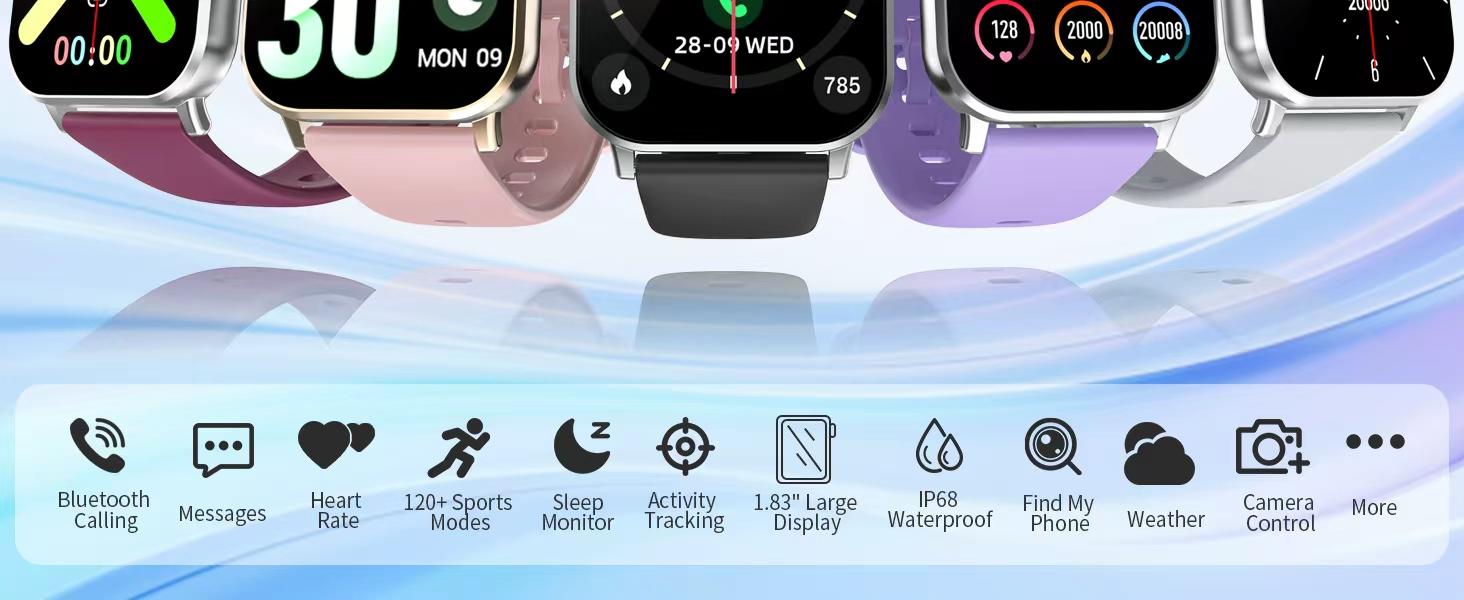 New Gen Fitness Watch with 120 Sports Modes, IP68 Waterproof Smartwatch for Android/iOS