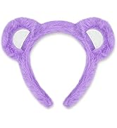 TIIZIISII Plush Purple Bear Ears Headband, Soft Animal Ear Hairband for Women, Cute Cartoon Cospl...