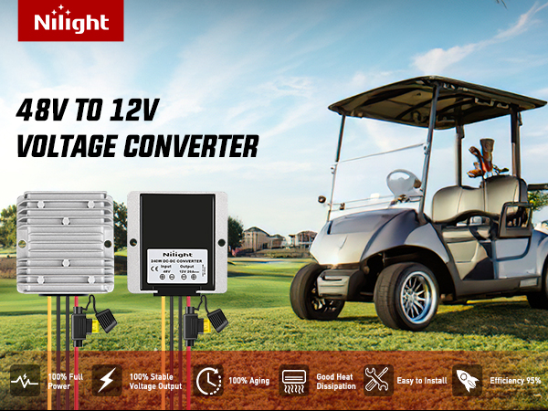 Nilight 240W 48V 36V to 12V 20A DC Converter Regulator Reducer with Fuse