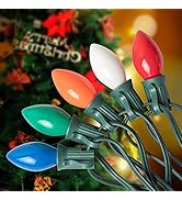 PASUTO C9 Vintage Christmas Lights, 25 FT Multicolor Christmas Tree Lights for Outdoor Indoor Dec...