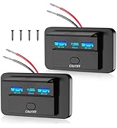 2PCS 3 Ports 12V RV USB Outlet 72W, Gibbab Dual USB QC3.0 36W & PD3.0 Type-C Quick Charge 36W Pan...