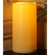 Homemory 6" x 12" Extra Large Outdoor Waterproof Candle with Auto 6-Hour Timer, Ivory Plastic Mad...