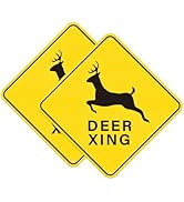 Anobell 2 Pack Deer Xing Crossing Sign 12"x 12" Engineer Grade Reflective Aluminum Sign Fade Resi...