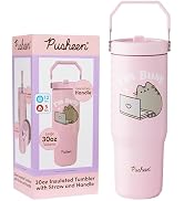 Get Trend Pusheen Tumbler Stainless Steel with Straw 30oz Girls Teens Women Insulated Cup with Li...