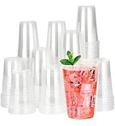 RACETOP 500 pack 9 oz Disposable Plastic Cups, Clear Plastic Cups Tumblers, Plastic Cups Bulk, Tr...