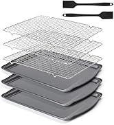 ShineMe Sheet Pan with Wire Rack 3 Pack, Nonstick Baking Sheet with Cooling Rack and Silicone Pas...