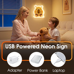 Capybara Neon Signs for Wall Decor, Dimmable Capybara Night Light for Boys Girls Bedroom