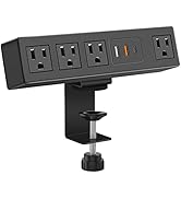 CCCEI Desk Clamp Power Strip with USB-A and USB-C Ports, Desktop Mount Surge Protector 1200J, Wid...
