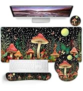 Blusabaca Mushroom Mouse Pad Desk Pad, Funny Cute Desk Mat Large Gaming Mouse Pad with Wrist Rest...