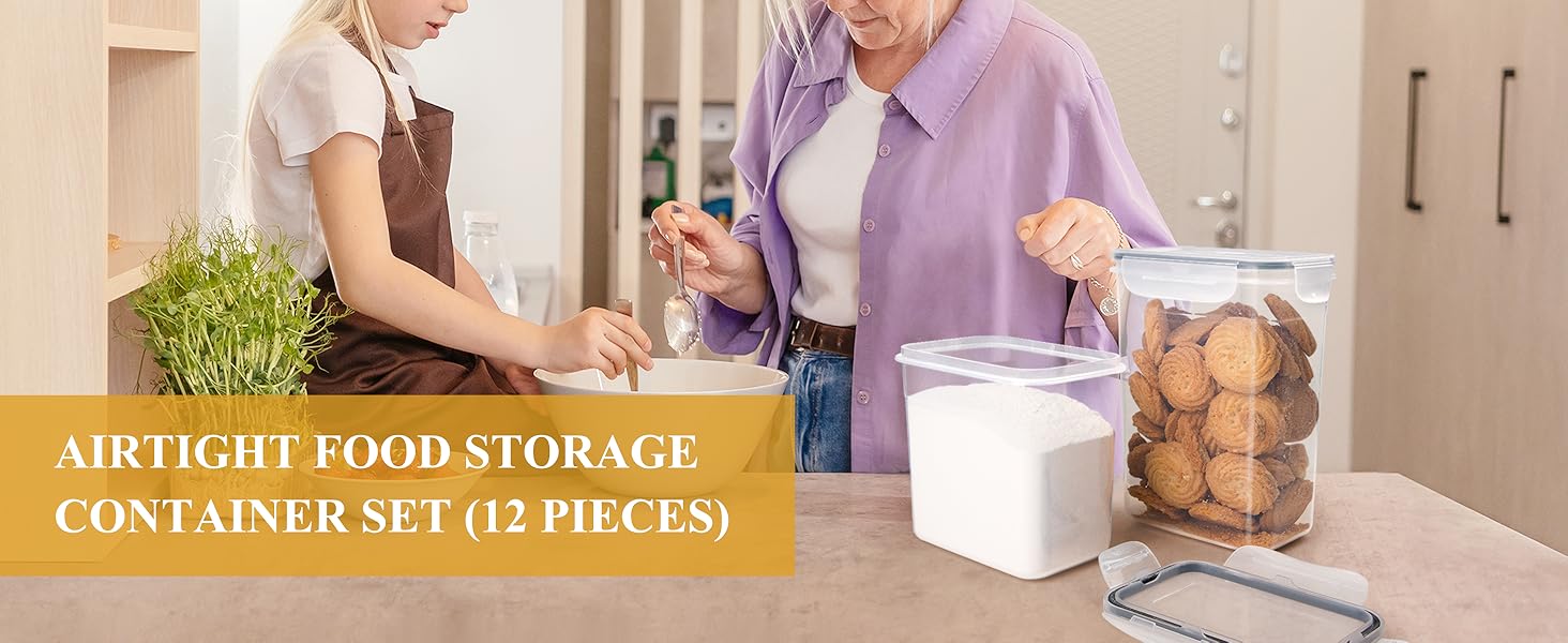 MR.SIGA 12 Pack Airtight Food Storage Container Set, BPA Free Kitchen Pantry Organization