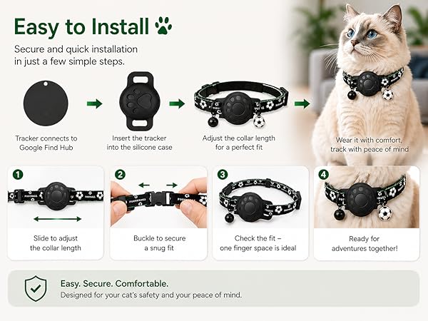 GPS Collar for Cats,Pet Tracker (Android Only) Smart tag